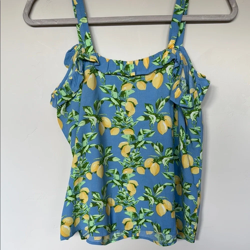 LOFT Blue Lemon Print Women's Top - Picture 9 of 13